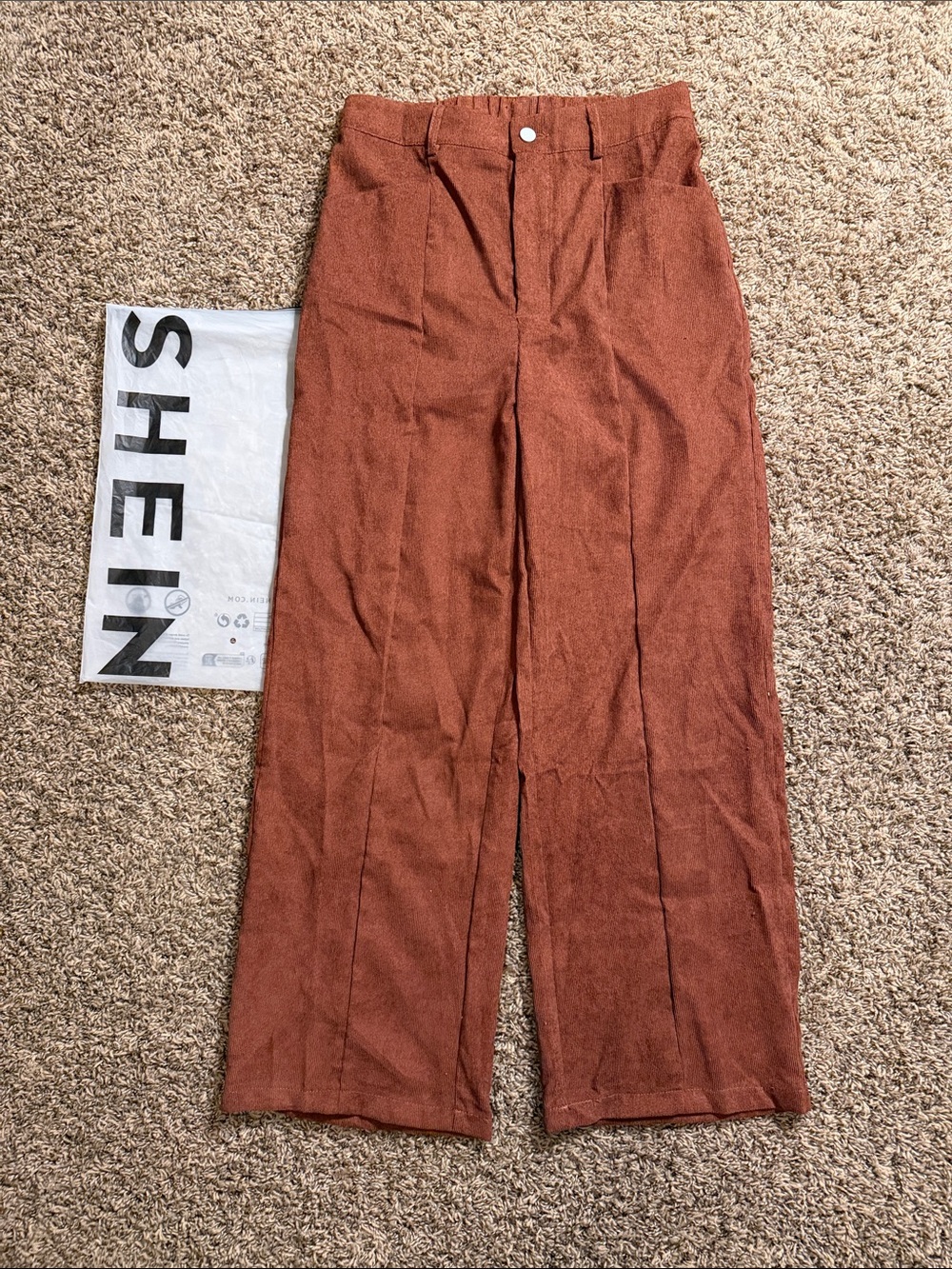 SHEIN Rust Brown Corduroy Bootcut Pants
